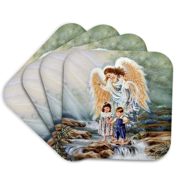 3drose, Guardian Angel, Set of 4 Coasters - Cork