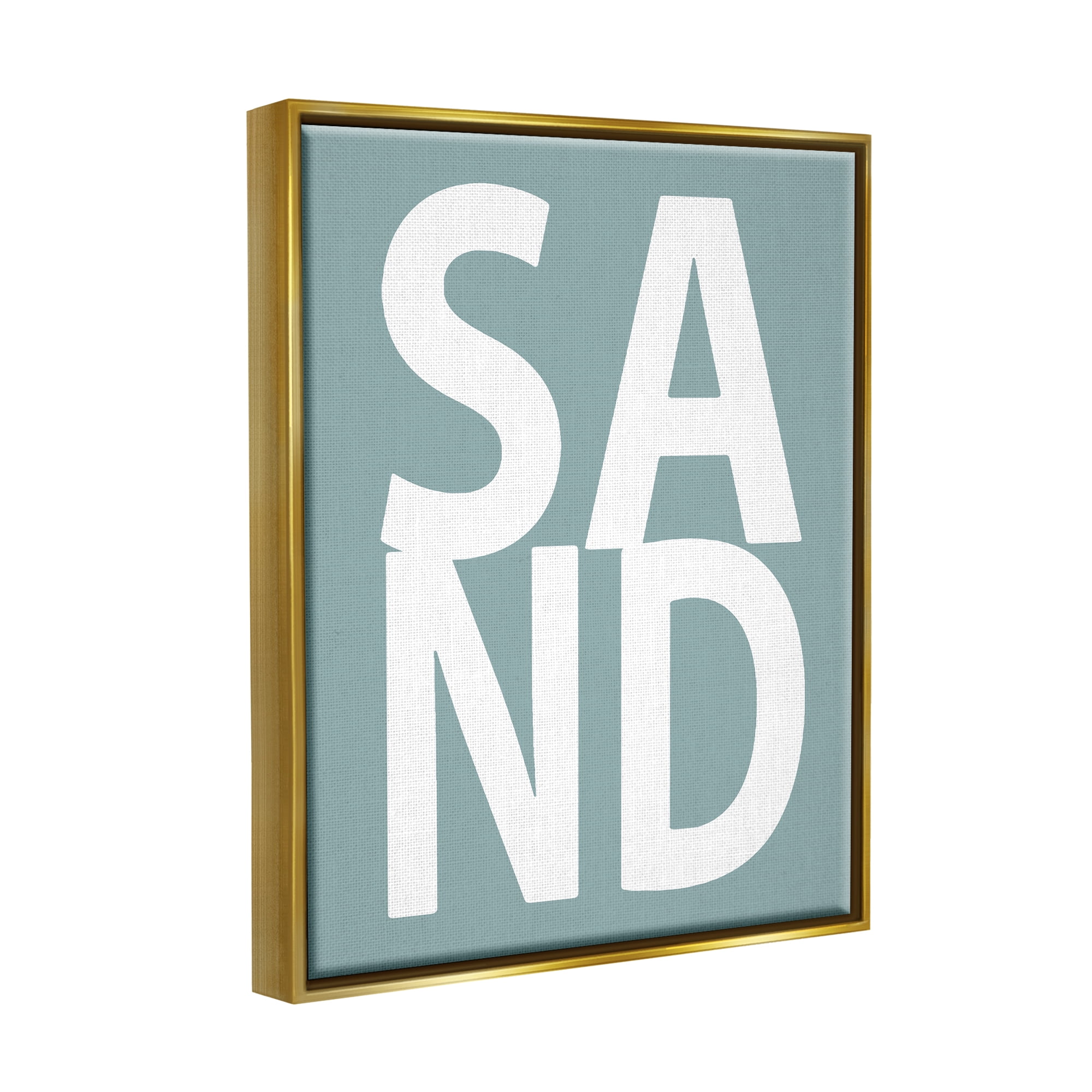 Stupell Sand Phrase Summertime Beach Landscape Painting Gold Floater Framed Art Print Wall Art