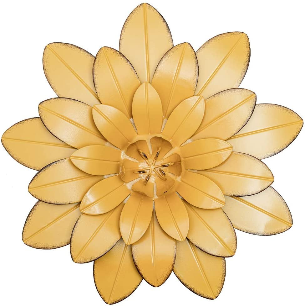 Metal Sunflower Wall Decor, 12 inch Metal Flower Wall Art Decorations Hanging for Indoor Outdoor