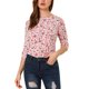 thumbnail image 1 of Camiseta básica de ajuste slim con cuello redondo y mangas de codo para mujeres INSPIRE CHIC, T-shirt impresa 2XL blanca con flores, 1 of 7