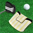 thumbnail image 5 of Haosy Light Yellow and Off-white Striped Golf Mallet Putter Cover Strong Magnetic Leather Golf Club Headcover Closure, 5 of 7