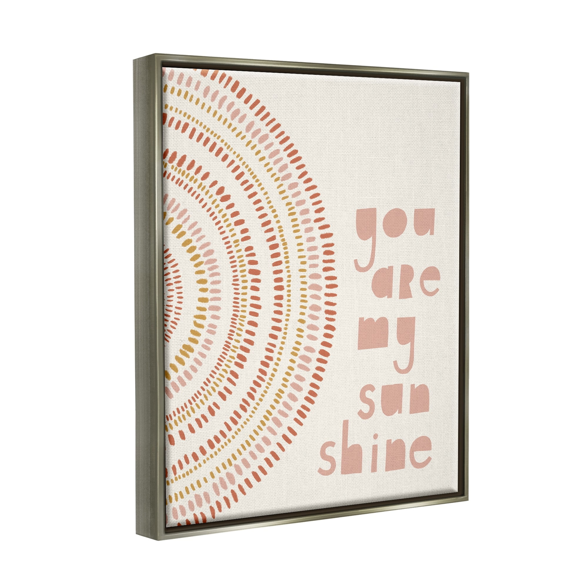 Stupell Industries You're My Sunshine Motivational Phrase Boho Stripe Circle Metallic Gold Framed Floating Canvas Wall Art, 24x30, by Nancy McKenzie