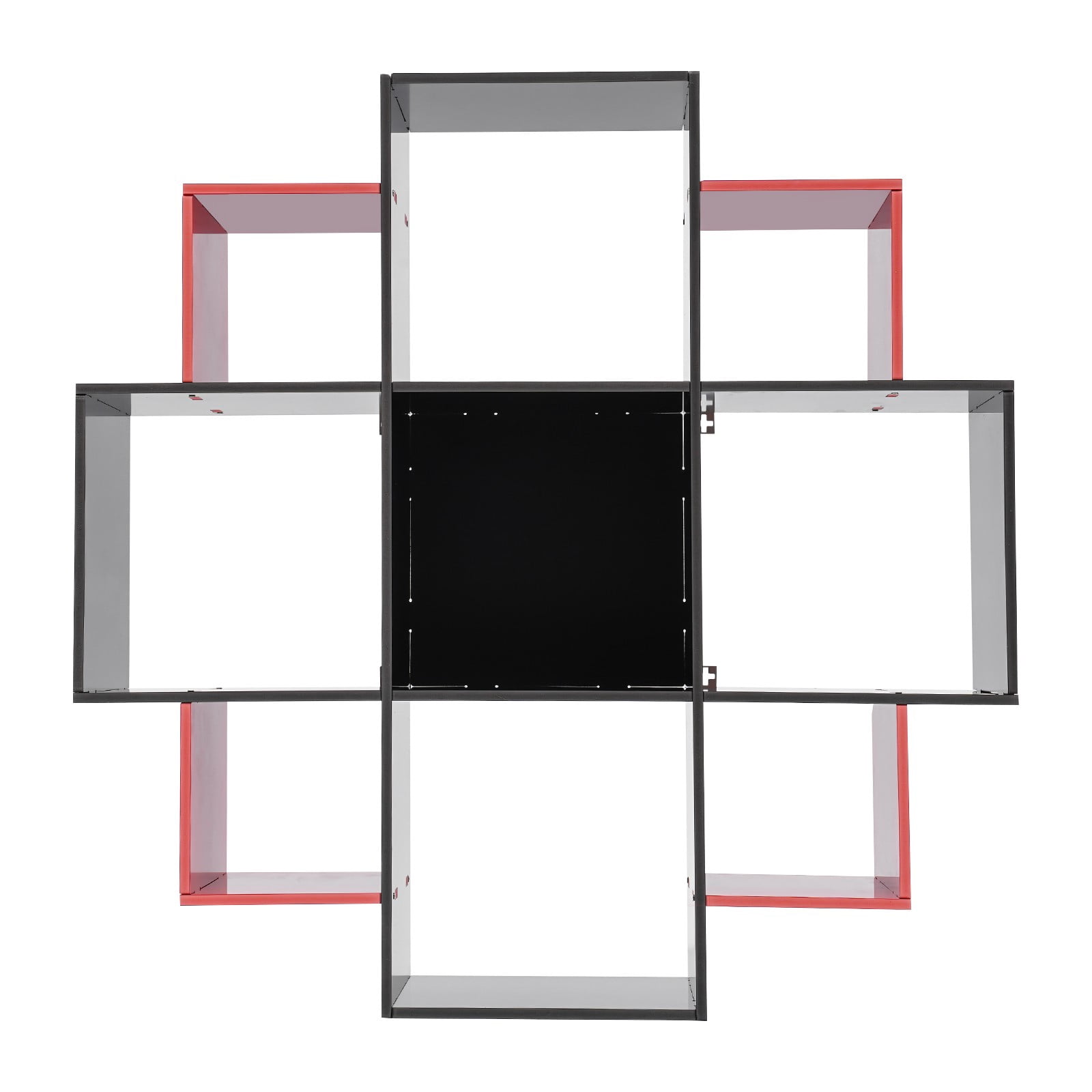 3-Tier Bookcase Wall Mounted Book Shelf Modern Floating Shelf Bookcase with 9 Compartments, Floating Cube Shelves, for Study, Office, Kitchen, Bedroom, and Living Room (Red&Black)