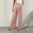 thumbnail image 2 of Lixiuxyad Womens Baggy Pants Omen's Wide Leg Pants Work Business Casual Loose High Waisted Dress Palazzo Flowy Trousers Pink, 2 of 6