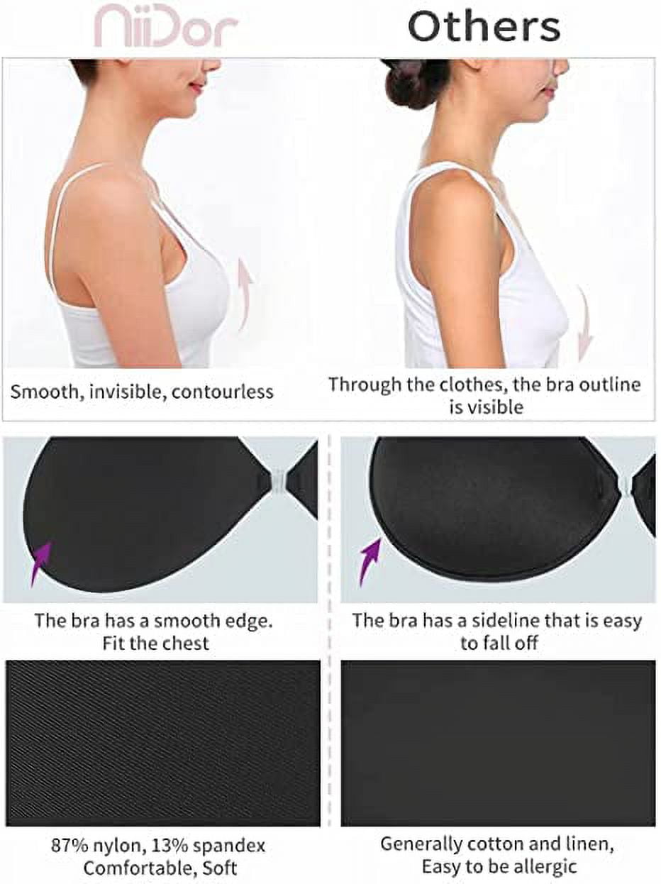 Dicasser Sticky Bra 5 Pairs Strapless Backless Bra Adhesive Invisible Lift  up Bra Push up Bra for Backless Dress 