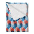 thumbnail image 2 of Fractal Soft Flannel Fleece Throw Blanket, Mosaic Style Hexagonal Mirroring Geometrical Shape Creative Trippy Pattern Design, Cozy Plush for Indoor and Outdoor Use, 60" x 80", Blue Red, by Ambesonne, 2 of 5