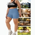 thumbnail image 3 of Tsesme Women’s Plus Size Yoga Shorts 3" Elastic High Waisted Slim Fits Shorts Summer Cycling Workout Sport Shorts ,Blue,XL, 3 of 9