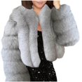 thumbnail image 4 of Womens Winter Coats Sevevn Women Plus Size Winter Warm Loose Stand Collar Hair Plush Jacket Coat, 4 of 4