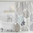 thumbnail image 4 of Gray Shell Coral Waterproof Fabric Shower Curtain,Coastal Summer Beach Nautical Ocean Waterproof Fabric Shower Curtain for Bathroom Curtains Bathtubs Hotel Shower Curtains with 12 Hooks Small 36x72in, 4 of 8