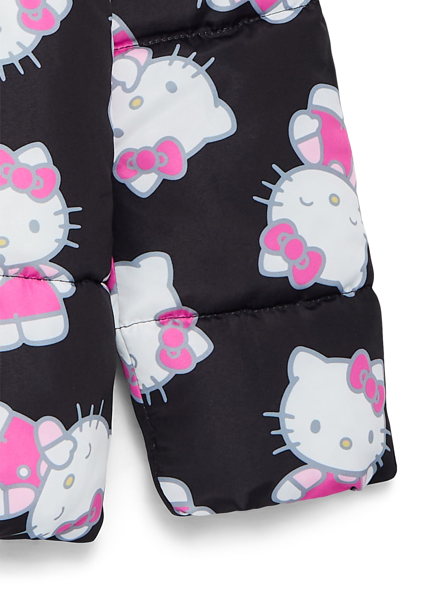 Hello Kitty Girls and Big Girls Print Zip Puffer Jacket, Lightweight, Sizes 4-18