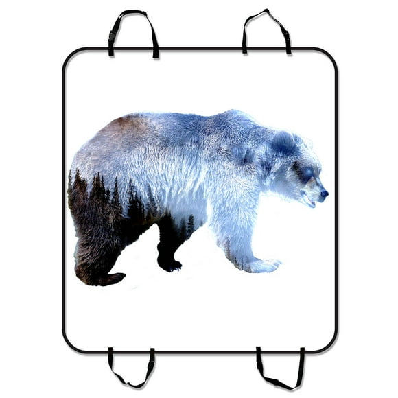 YUSDECOR Forest Brown Bear Art Pet Seat Cover Car Seat Cover for Pets Cargo Mats and Hammocks for Cars Trucks and SUVs 54x60 inches