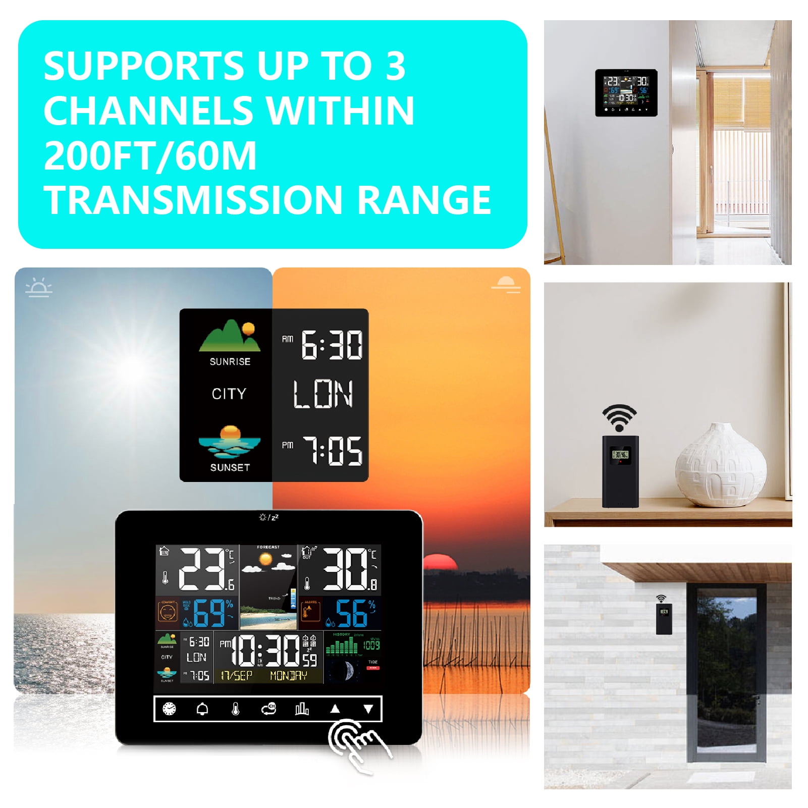 Ant Class Wireless Weather Station, Weather Thermometer Forecast Station with Calendar and Adjustable Backlight for Home with Outdoor Sensor