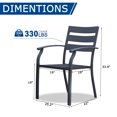 thumbnail image 2 of Patio Chairs Set of 6, Stackable Black Metal Dining Chairs with Armrest - 300LBS Capacity, Ideal for Garden & Backyard, 2 of 6