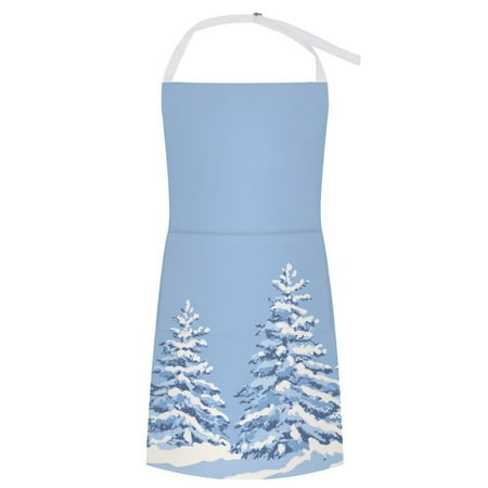 

ZZZHY Snowy Christmas Trees-131 Apron with Pockets Adjustable Aprons for Men/Women Waterproof Chef Aprons for Kitchen Gardening Cooking BBQ Baking Halloween Thanksgiving Christmas