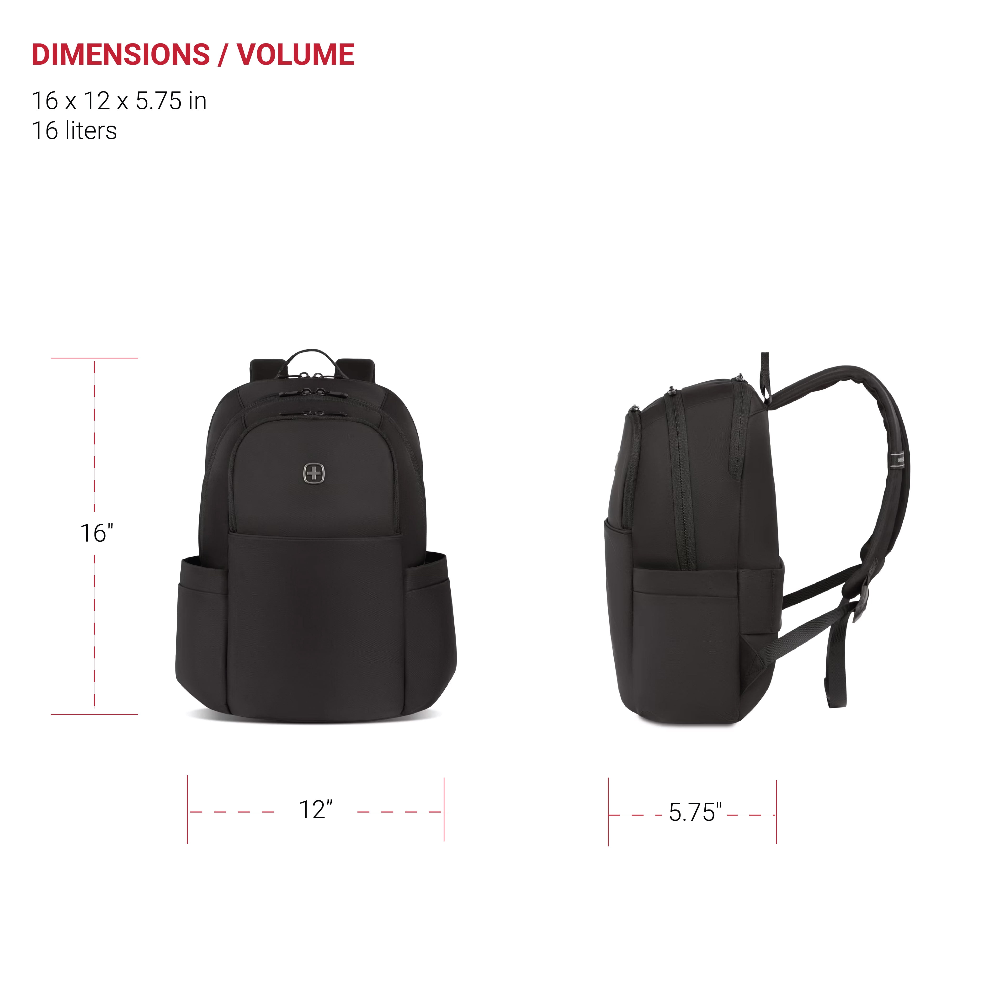 SWISSGEAR Bloom Laptop Backpack, Compact/Lite for Men/Women, College/Office/Everyday, Black/Black