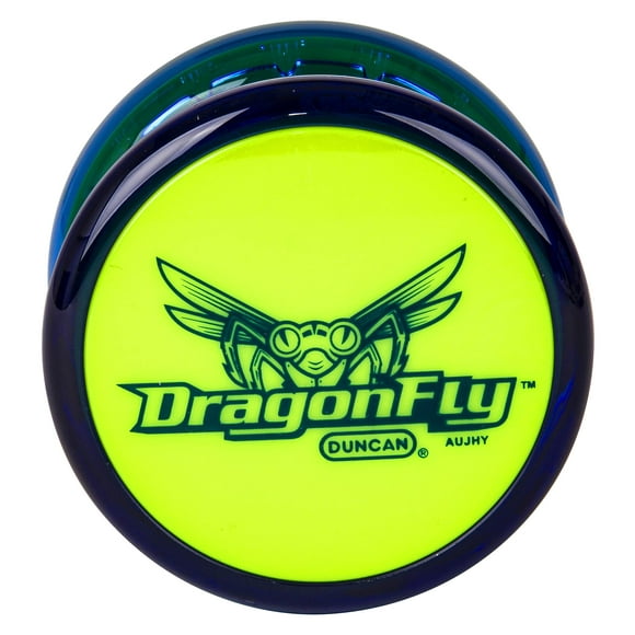 Yo-Yo Duncan Dragonfly azul con tapa verde, diseño de transeje