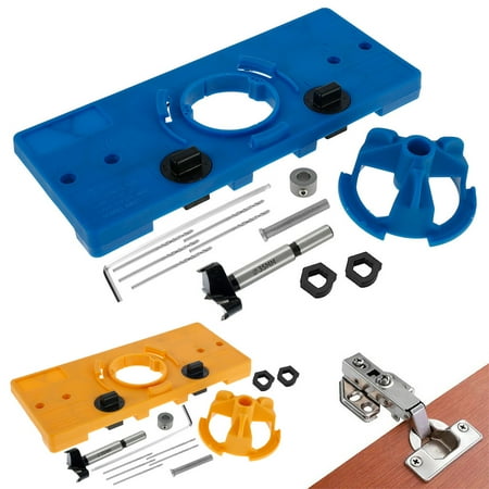 

ODOMY 35mm Hinge Drilling Jig Kit Hinge Jig Boring Hole Drill Guide Locator Professional Hole Saw Jig Drill Bits Tool Set for Concealed Cabinet Door