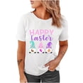 thumbnail image 4 of Pompotops T-Shirts Col Rond pour Femmes Imprimé Lapin de Pâques Manches Courtes Blouse, 4 of 9