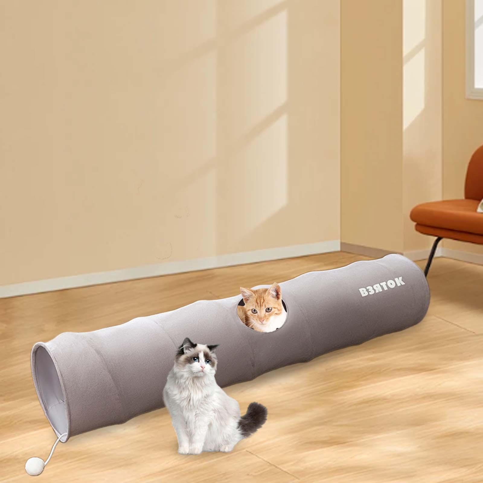 Bvdfgk Cat Tunnel Interactive Toy Length 47.24" Lightweight Cat Tunnel Tube Pet Toy for Gray