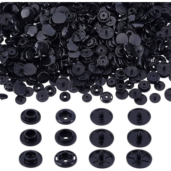 150 Sets Snaps Buttons Bulk 3 Sizes Black No-Sew Snaps Round Resin Fasteners Replacement Snap Clothing Button Accessories for DIY Clothing Coats Down Jacket Shirts Crafts