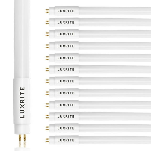 Luxrite 12-Pack 4FT T5 LED Tube Lights 24W=54W 3500K Natural White Ballast and Ballast Bypass Compatible Damp Rated