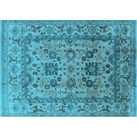 Ahgly Company Indoor Rectangle Oriental Light Blue Traditional Area Rugs, 2' x 5'