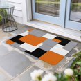 thumbnail image 2 of Orange Black Grey Doormat Outdoor Entrance 16"x24", Middle Century Irregular Geo Abstract Art Absorb Moisture Dirt Door Mats, Non-Slip Rubber Backing Floor Mats Indoor, Low-Profile Front Door Rugs, 2 of 9
