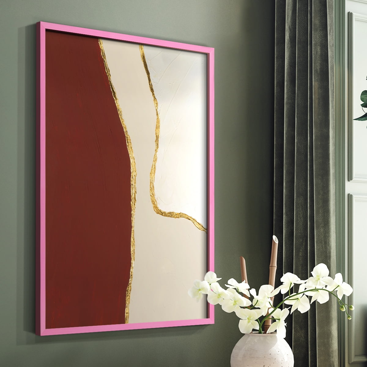 Allspice I Framed Print in Pink Solid Wood Framed Print No Nail Hanging