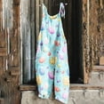 thumbnail image 2 of Tnhcen Women's Easter Egg Print Wide-Leg Jumpsuit - Bamboo Linen Adjustable Straps Pocket Romper Loose Fit Casual Holiday Overalls S-2XL, 2 of 5