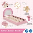 thumbnail image 6 of Gymax Kids Twin Platform Bed Frame Upholstered Twin Size Bed w/ Wooden Slats Support Pink, 6 of 10