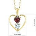 thumbnail image 2 of 18K Yellow Gold Plated Silver Red Garnet Sky Blue Aquamarine and White Created Sapphire Pendant Necklace for Women (0.86 Cttw, Gemstone Birthstone, Heart 5MM and 4MM, with 18 inch Silver Chain), 2 of 3