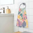 thumbnail image 3 of Yayeee 2 Pack Hand Towels for Bathroom 100% Cotton 16" x 28" Soft Absorbent Kitchen Towel, Yellow Floral Wave, 3 of 7