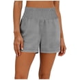 thumbnail image 6 of FengLS Women's Short Pants Casual High Waist Smocked Shorts Rolled Cuff Sports Shorts with Pockets Solid-Color Loungewear Shorts, 6 of 8