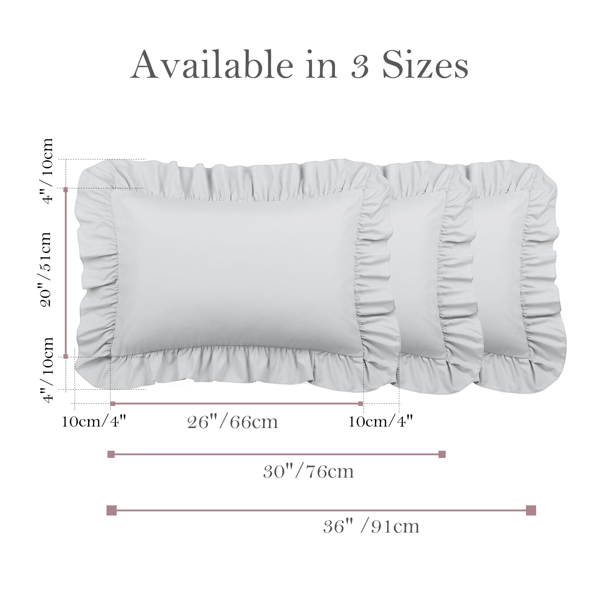 Unique Bargains Microfiber Ruffle Envelope Closure Pillowcases 2 Pcs Light Gray King