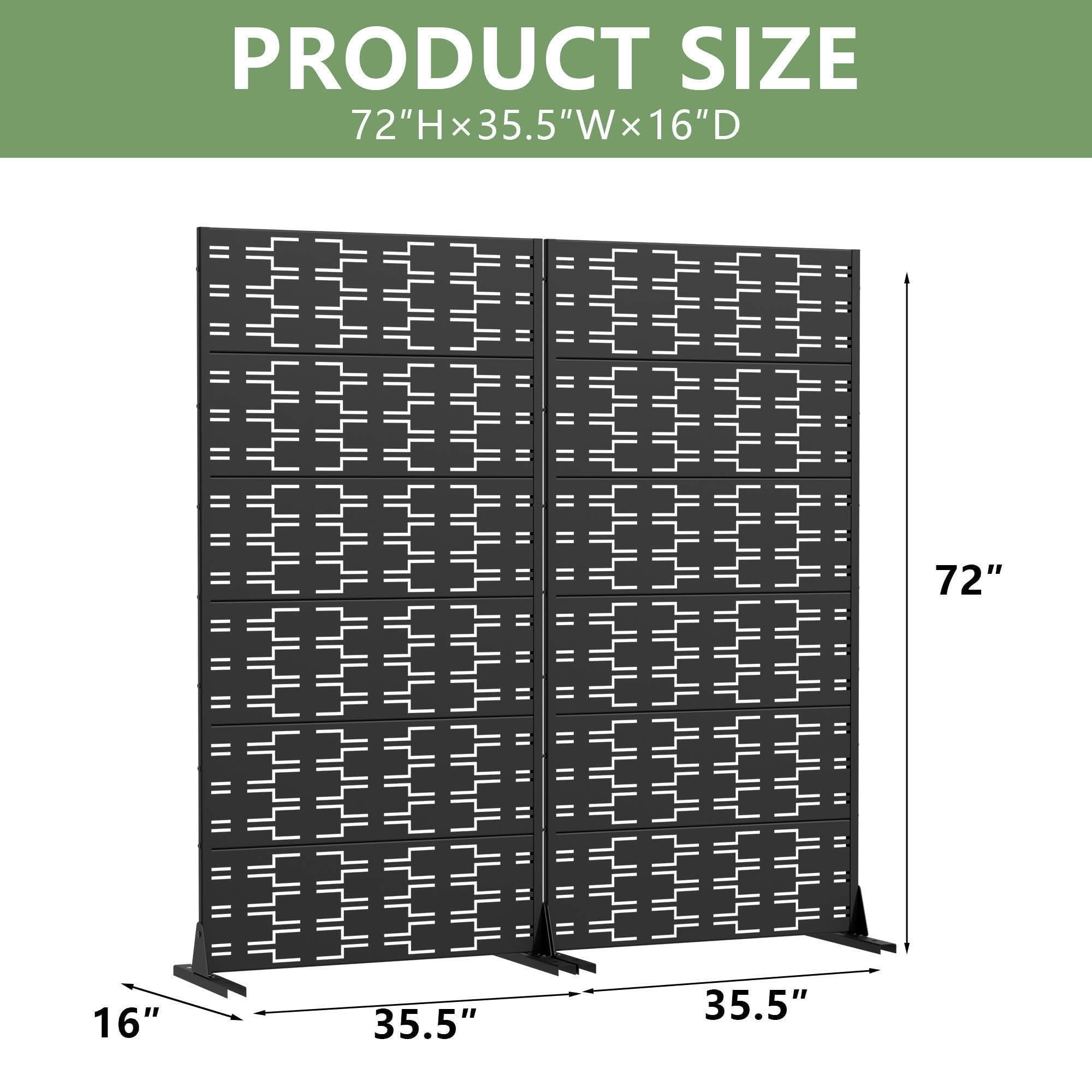 MAYEERTY 72x35 Black Double-sided Outdoor Natural Privacy Panel Screen, 6 Piece Set Natural Folding Divider for Backyard and Garden