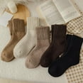 thumbnail image 2 of 5-pair pack of women's solid color mid-calf socks, thickened boot-cut socks for winter, thick and warm, comfortable, soft and breathable cotton, and plenty of stretch., 2 of 6