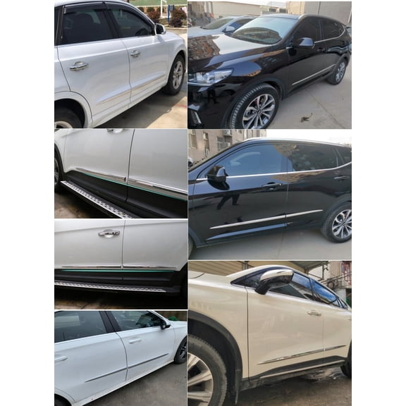 Furulu UNIVERSAL Chrome Side Skirt Door Side Line Sill Garnish Body Molding Trim Cover 4Pcs