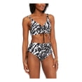 thumbnail image 3 of BAR III Women's Black Printed Stretch Removable Cups Tie Bikini Adjustable Deep V Neck Swimsuit Top XS, 3 of 4