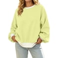 thumbnail image 4 of NominalSnug Womens Oversized Sweatshirts Crewneck Long Sleeve Pullover 2026 Cute Color Block Casual Fleece Tops, 4 of 8
