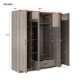 thumbnail image 3 of 3-Door Mirror Wardrobe with shelves, Closet Organizer White, 3 of 13