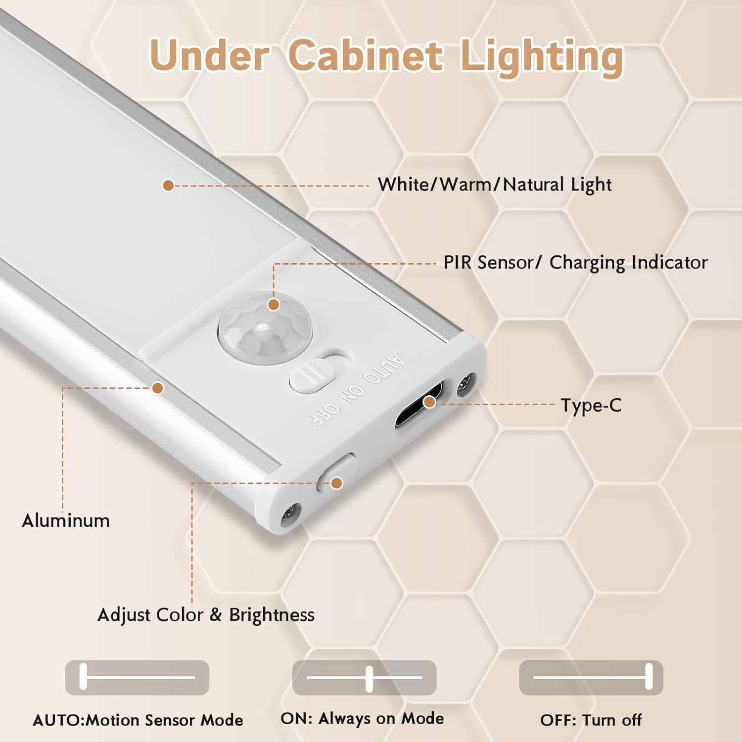 Under Cabinet Lighting Wireless, 4Pack Motion Sensor Light Indoor with 3 Color Temps, Dimmable Closet Lights Battery Operated, LED Magnetic Light, Rechargeable Counter for Kitchen Home