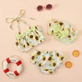thumbnail image 2 of Uccdo 3Pcs Baby Girls Floral Print Swimsuit Toddler Halter Bikini Trunks Beach Hat Set 0-3Y, 2 of 7
