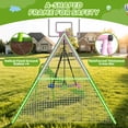 thumbnail image 3 of 5 in 1 Metal Swing Sets for Backyard, SHINPT Outdoor Kids Swing Set with Slide, Saucer Swing Seat, Belt Swing Seat, Basketball Hoop, Soccer Net, Heavy Duty Backyard Playground Set for Kids, 3 of 8