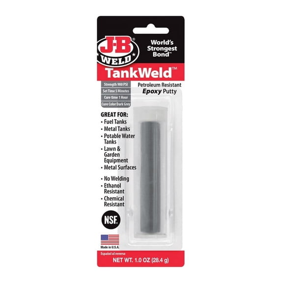 J-B Weld 8217 TankWeld Putty Epoxy, Dark Grey, 1 oz