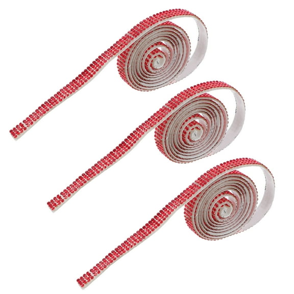 PTOOTP 5-Pack Red Rhinestone Adhesive Sticker Tape for Clothing Crafts, Sparkling Trim Decoration