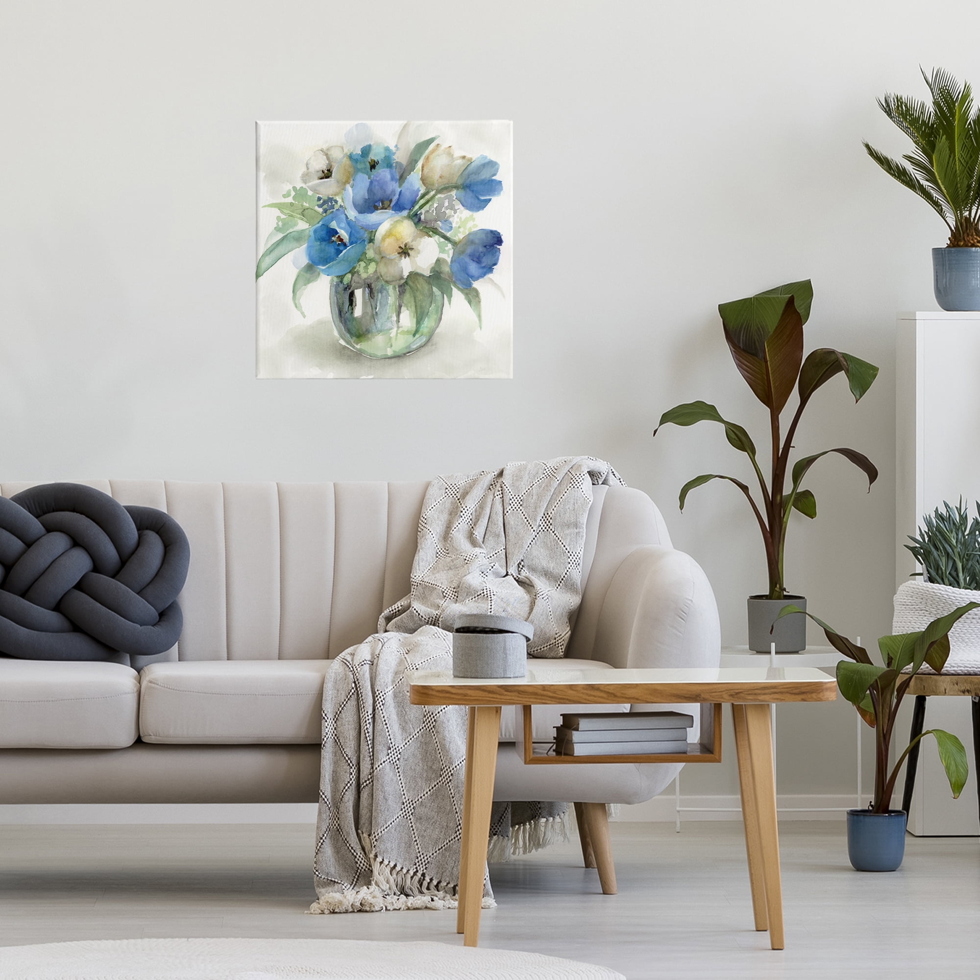 Stupell Industries Blue Tulip Watercolor Bouquet Canvas Wall Art, design by Nan