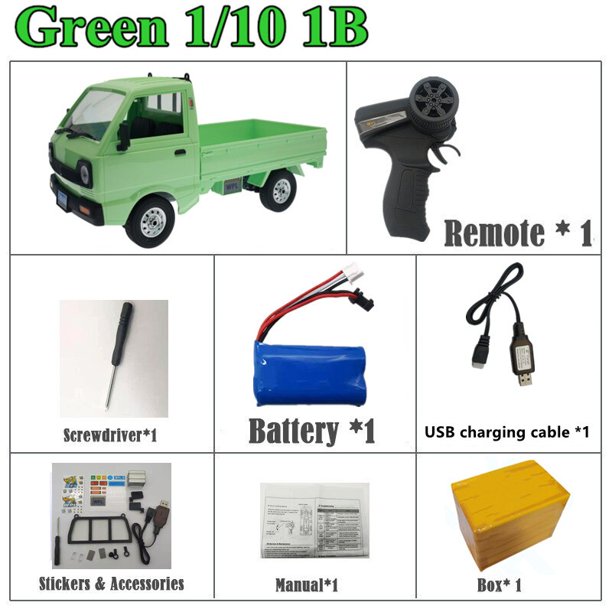 Coche teledirigido WPL D12 2WD, vehículo de juguete con batería de litio de 2022 mAh, Motor 1000 de alto rendimiento, regalos para niños, actualización 260 Fivean unisex