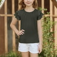 thumbnail image 5 of XIMIN Teen Girls Tunic T Shirts Ruffle Short Sleeve Crew Neck Tee Tops Dressy Blouses Trendy Flowy Tshirts Summer Solid Color Casual Pleated Loose Blouse, 5 of 6