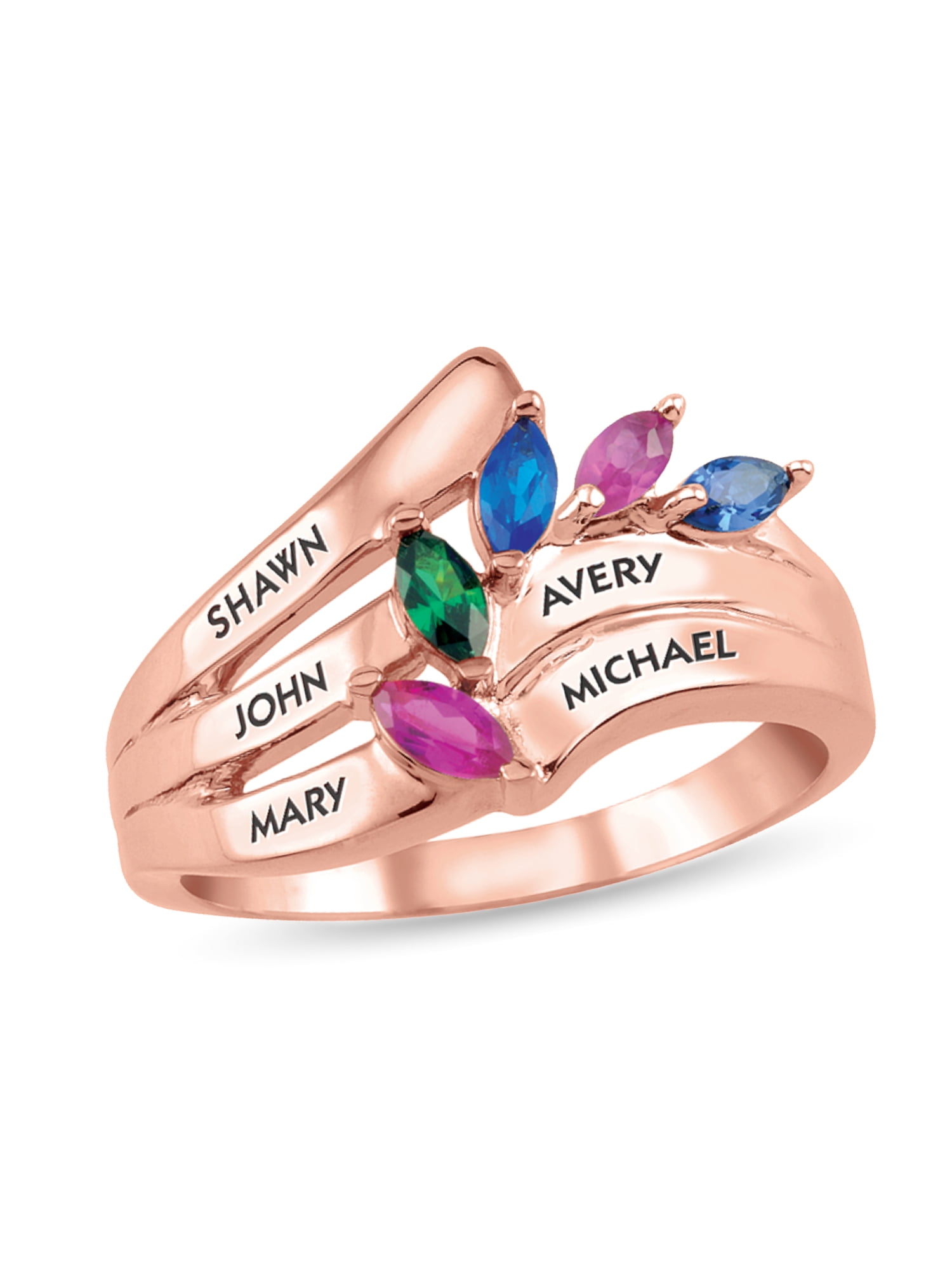 Personalized Engravable Birthstone Ring in 14K Gold by Jewlster