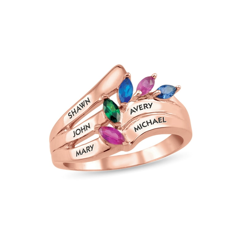 Personalized Engravable Birthstone Ring in 10K and 14k Gold